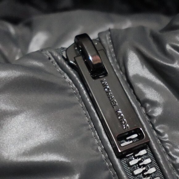 Michael Kors Hooded Puffer Jacket Men's Large Gray Full Zip Lined MSRP $225 - Picture 5 of 11